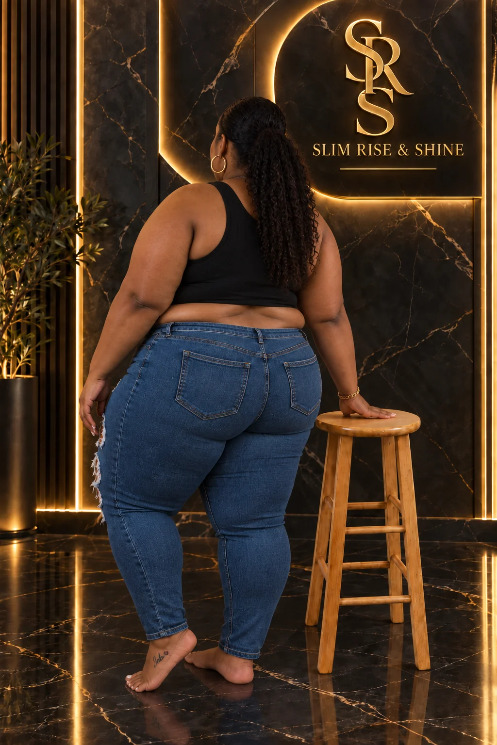 Woman before body contouring treatment