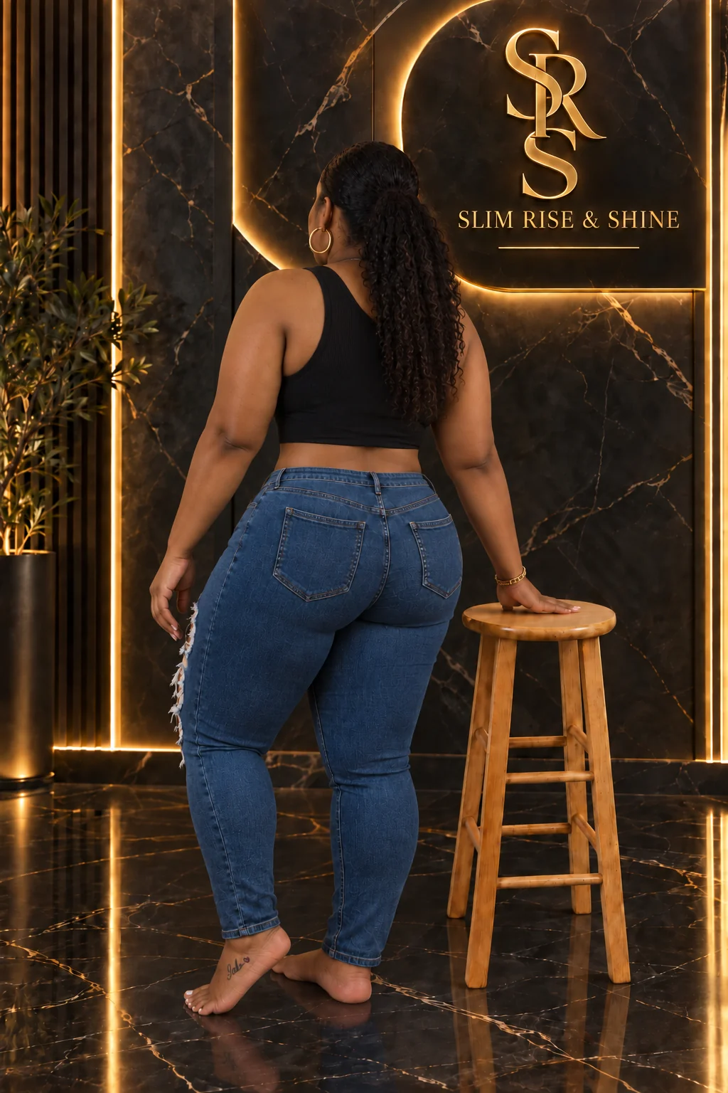 Woman after body contouring treatment