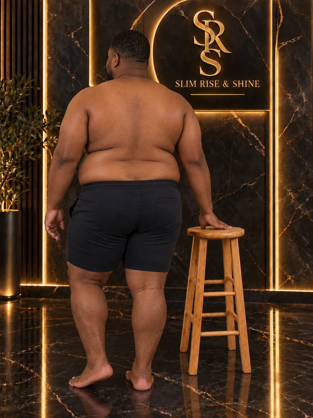 Man before body contouring treatment